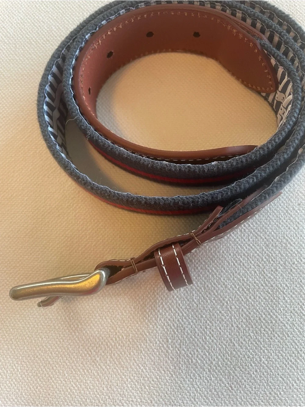 J. T. Spencer Belt Navy with Red Stripe Size 36   NNT USA